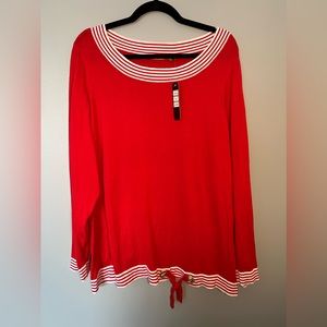 Red and White lightweight sweater tunic.  New With Tags. 3XL